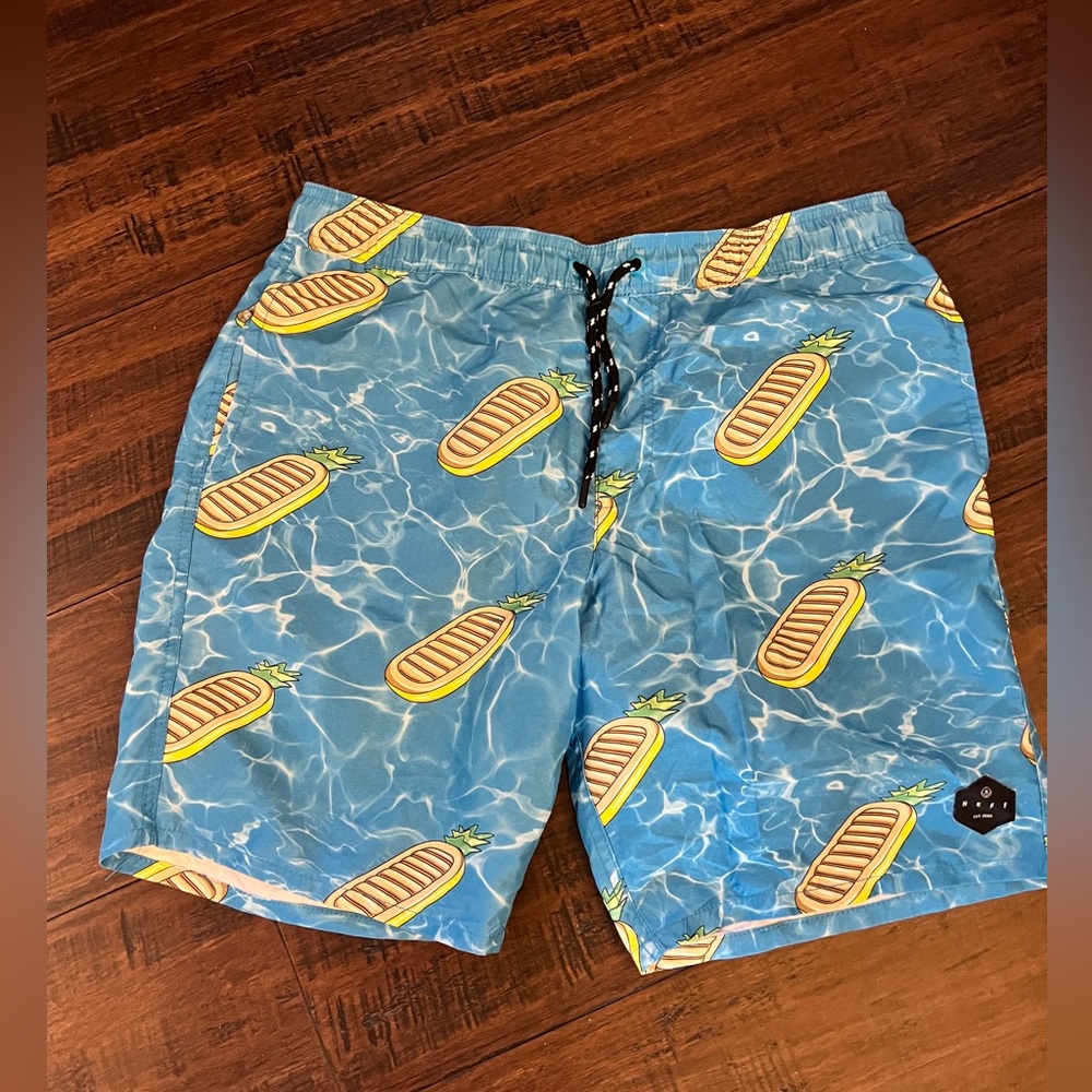 Neff Blue Swim‎ Trunks Pineapple Float Size Large